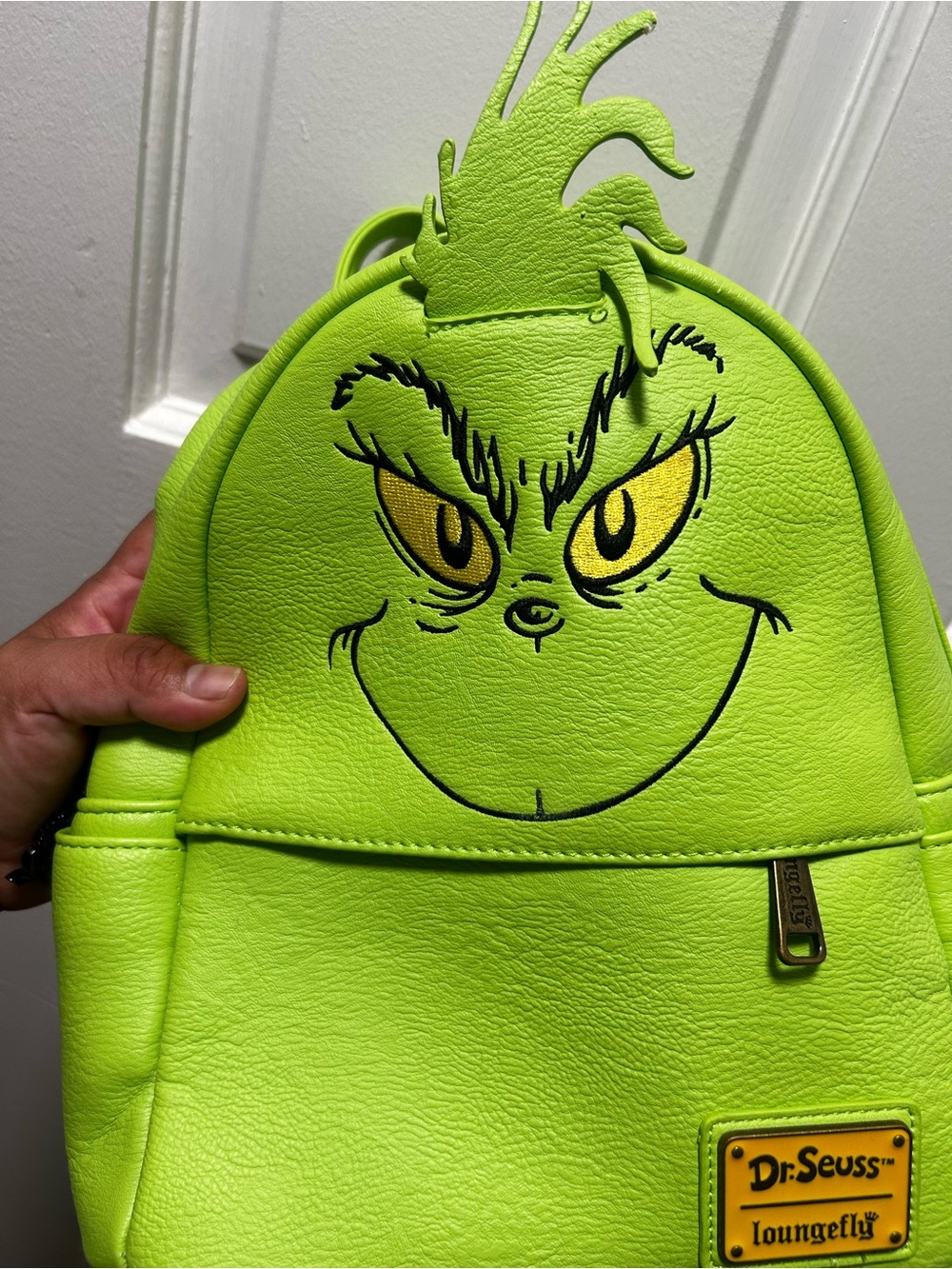 Loungefly The Grinch Green FAUX LEATHER COSPLAY MINI backpack used